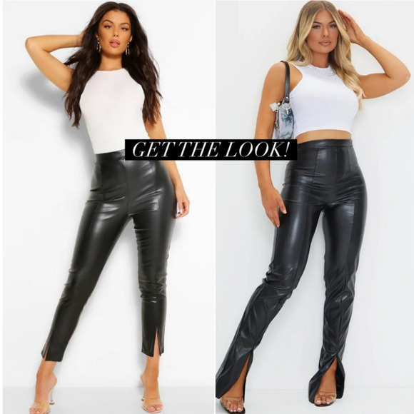 Buckle J is for Justify Black Faux Leather Parted Seam Pants - Picture 2 of 10
